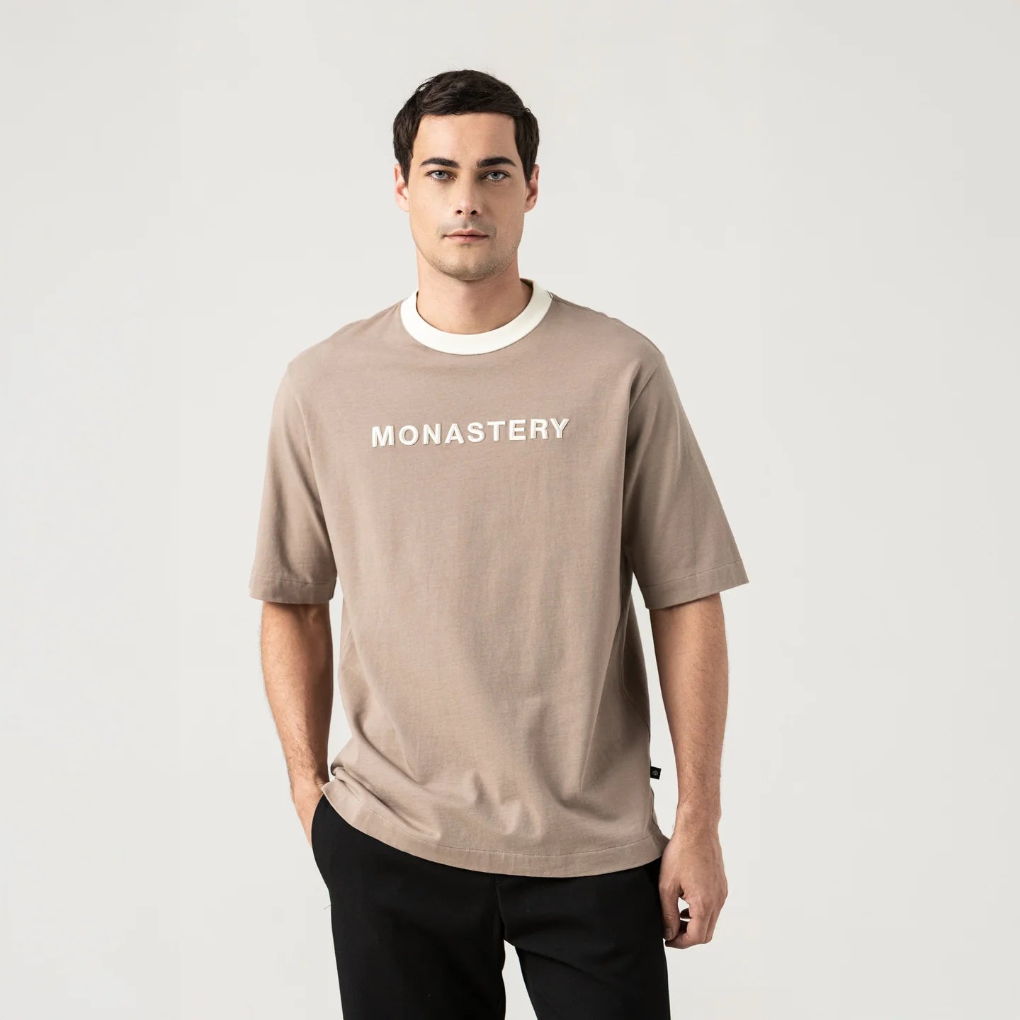 WARMBLOOD TSHIRT MEN OVERSIZED TAUPE GRAY